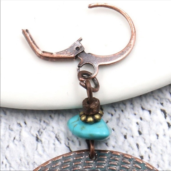 Bohemian claw hook mandala tribal patina earrings - Picture 5 of 7